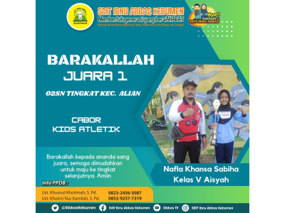 Juara O2SN Cabor Kids Atletik Tingkat Kecamatan 2024