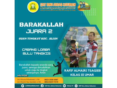 Juara O2SN Cabor Bulu Tangkis Tingkat Kecamatan 2024